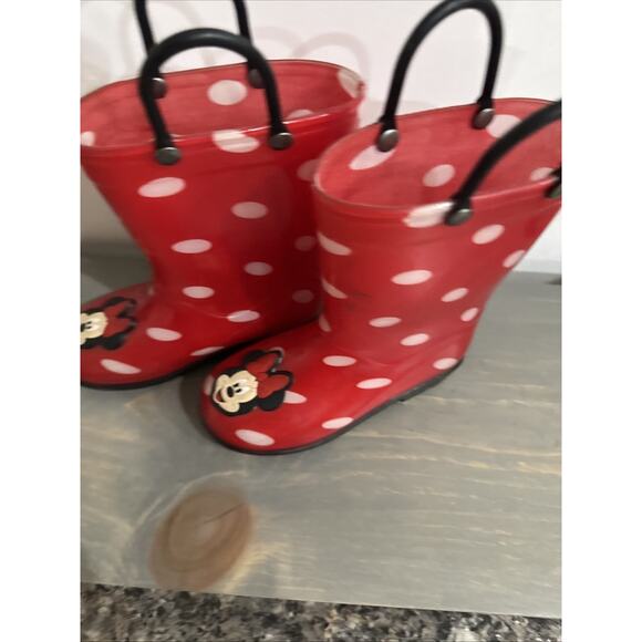 MINNIE MOUSE Rain Boots Girl’s Size 9 Disney Junior Red And White Polka Dot - Picture 10 of 15